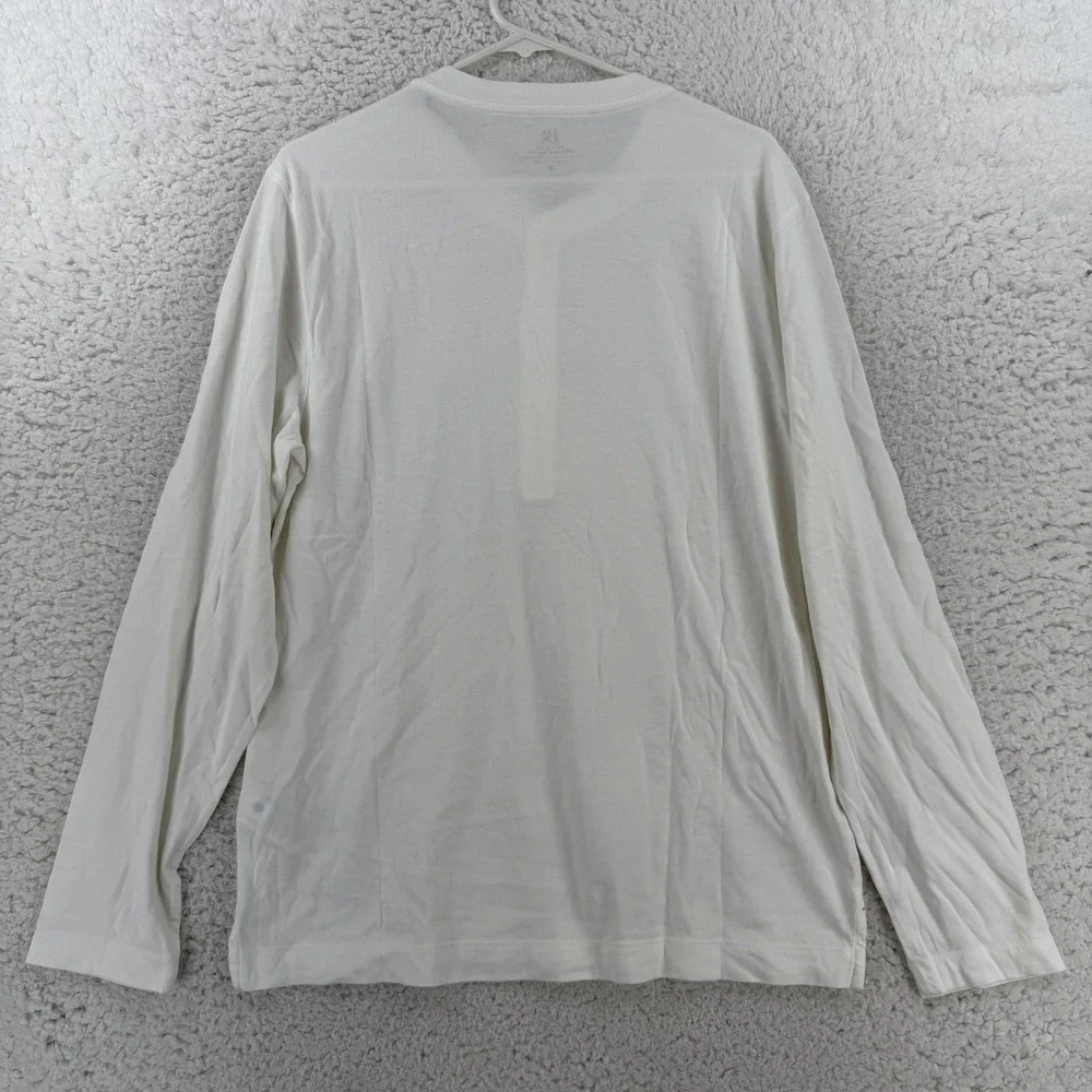 Banana Republic Shirt Mens Medium White Henley Long Sleeve T-Shirt Tagless NWT